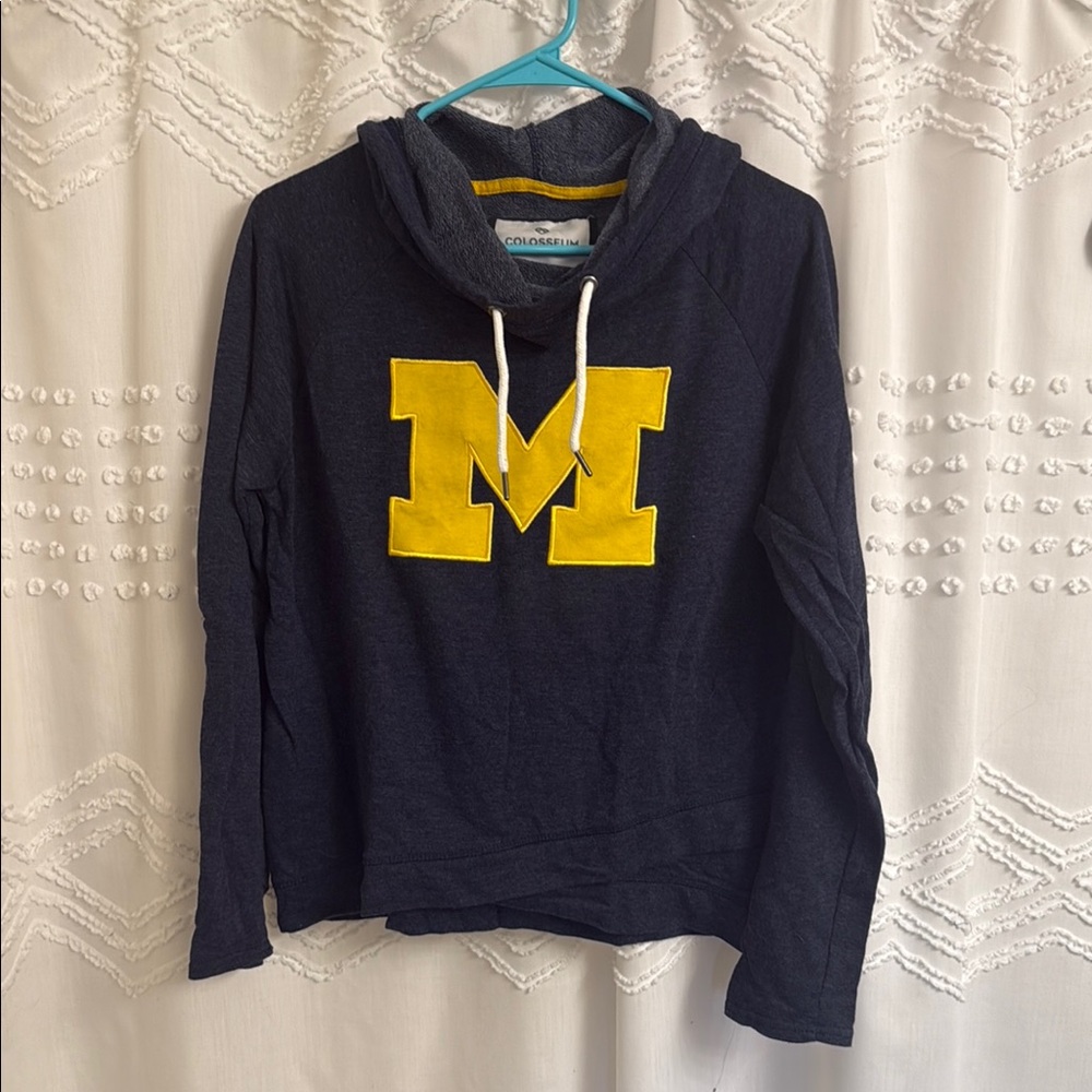 Colosseum Navy Hoodie Michigan with Yellow M Logo